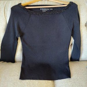 Black Boat Shoulder Beaded Top